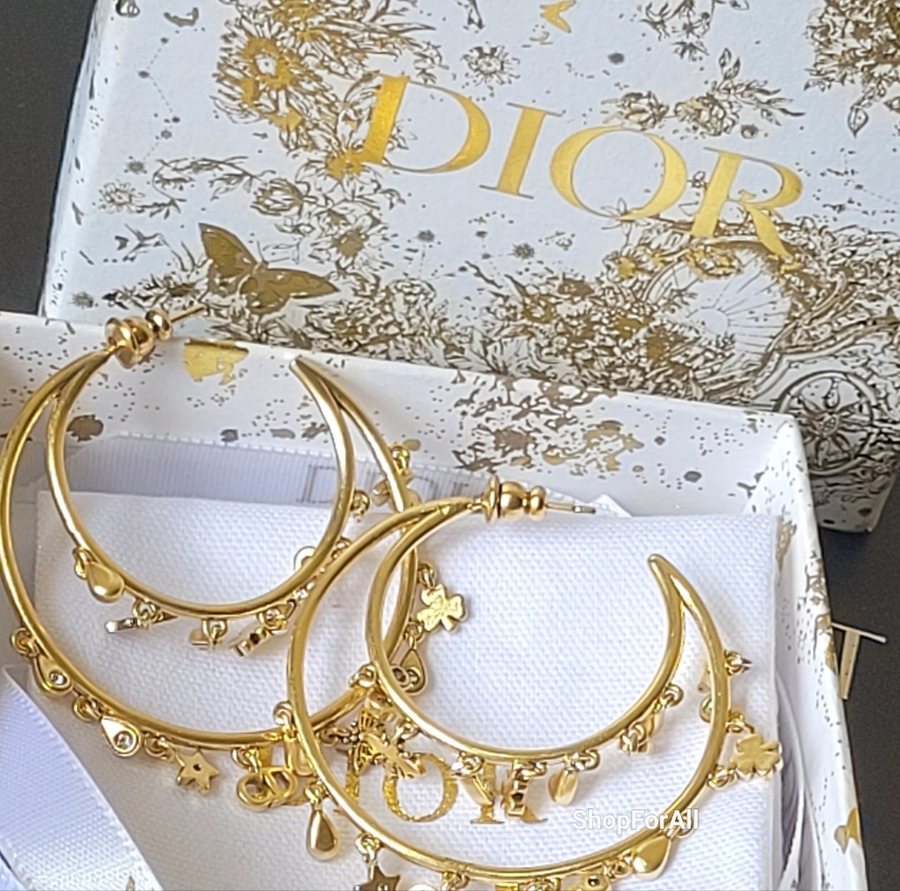 Dior Gold Crescent Moon  Chram Earrings - Picture 10 of 12